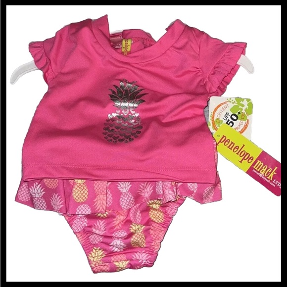 NWT Penelope Mack Ltd. UPF 50+ swimsuit rash guard swim shirt ruffle bottoms - Picture 1 of 7